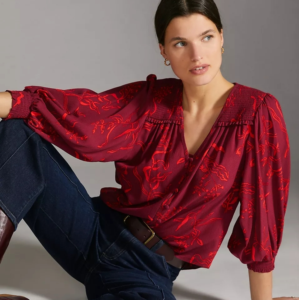 Anthropologie Emily Isabella Whimsy Buttondown Top NWT